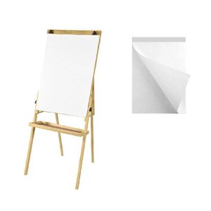 Conj. Cavalete Flip Chart Porta Bloco Compacto com Quadro Branco Estrutura Em Madeira Cor Natural Alt
