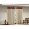 Cortina Sala Dublin Blackout 3,00x2,50 Barrado Jacquard - Vermelho - 1