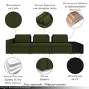 Ver imagem 3 de Sofá Ilha com Encosto e Almofadas Móveis Olimpo 335cm Modulado Linho/pu Verde/preto G45 - Gran Belo