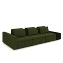 Ver imagem 2 de Sofá Ilha com Encosto e Almofadas Móveis Olimpo 335cm Modulado Linho/pu Verde/preto G45 - Gran Belo