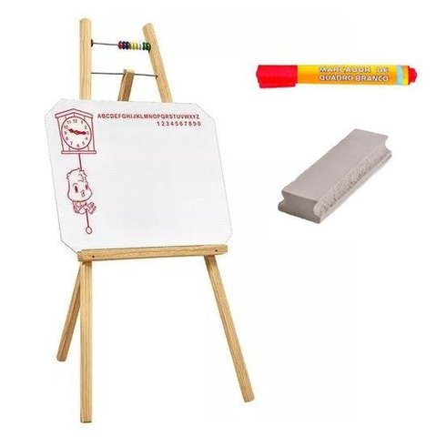 Quadro Branco Infantil com Cavalete 48x100 cm + CANETA + APAGADOR