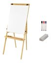 Ver imagem 1 de Conj Cavalete Flip Chart Porta Bloco Compacto com Quadro Branco Estrutura Madeira Cor Natural Ajust