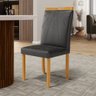 Kit com 2 Cadeiras Maiara Madeira Maciça Estofadas para Mesa de Jantar Courino Preto 503 - 6
