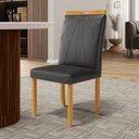 Ver imagem 6 de Kit com 2 Cadeiras Maiara Madeira Maciça Estofadas para Mesa de Jantar Courino Preto 503