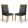 Kit com 2 Cadeiras Maiara Madeira Maciça Estofadas para Mesa de Jantar Courino Preto 503 - 1