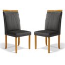 Ver imagem 1 de Kit com 2 Cadeiras Maiara Madeira Maciça Estofadas para Mesa de Jantar Courino Preto 503