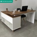Ver imagem 7 de Mesa Escrivaninha Escritorio em L 2 Gavetas 5 Nichos 145x128 cm Olmo Branco Artany