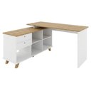 Ver imagem 1 de Mesa Escrivaninha Escritorio em L 2 Gavetas 5 Nichos 145x128 cm Olmo Branco Artany