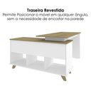 Ver imagem 6 de Mesa Escrivaninha Escritorio em L 2 Gavetas 5 Nichos 145x128 cm Olmo Branco Artany