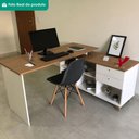 Ver mais imagens de Mesa Escrivaninha Escritorio em L 2 Gavetas 5 Nichos 145x128 cm Olmo Branco Artany