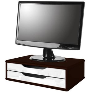 Suporte Monitor Gaveteiro Organizador Escritório 2 Gavetas Madeira MDF Documentos A5, A4 e Oficio - 