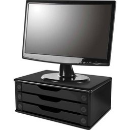 Suporte para Monitor 3 Gavetas 38x25x11 Mdf Black Piano Souza - 1