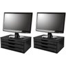 Conj com 2 Suportes para Monitor em MDF Black Piano com 3 Gavetas - 1