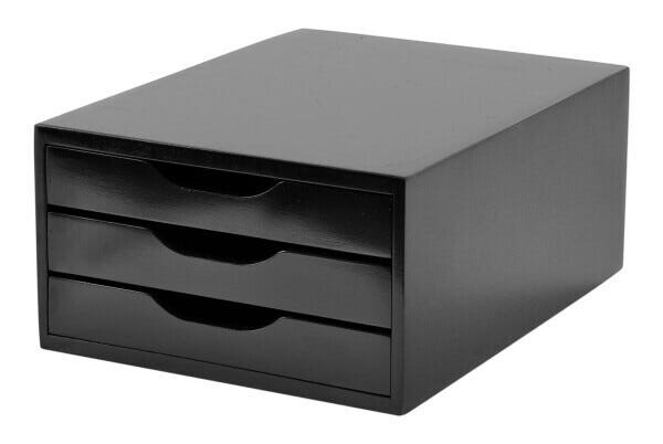Caixa Arquivo Gaveteiro em MDF Black Piano com 3 Gavetas Black - 1