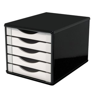 Caixa de Arquivo 5 Gavetas Preto e Branco - Souza