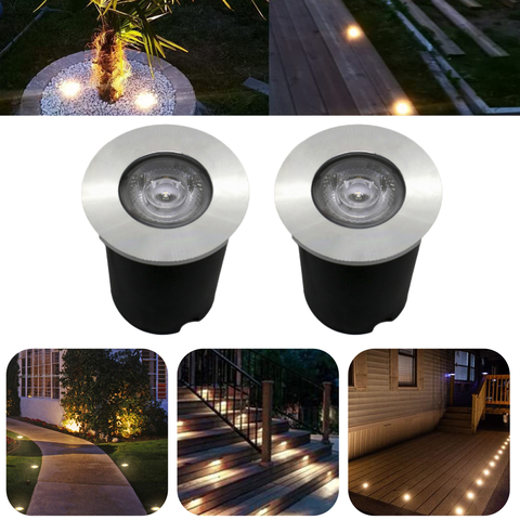 2 Luminárias Balizador Spot Led Smd em Pvc de 1w Luz Branco Frio de Embutir em Piso Chão Solo Gramad