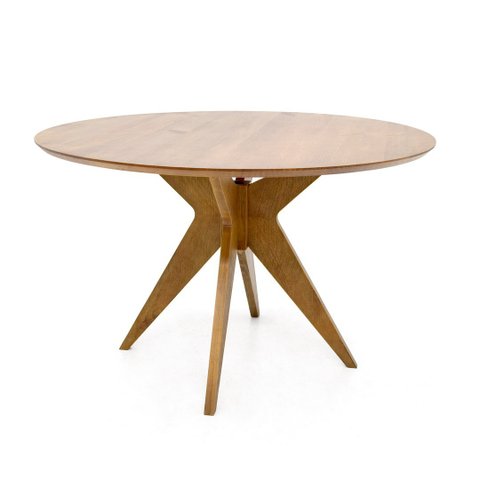 Mesa Redonda de Madeira Cor Oregon 4 Lugares 120x120cm Adele - Iaza Moveis