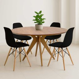 Mesa Redonda de Madeira Cor Oregon 4 Lugares 120x120cm Adele - Iaza Moveis - 2