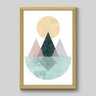 Quadro Escandinavo Montanhas e Sol - 90x60cm - Moldura Caixa Madeira - 1