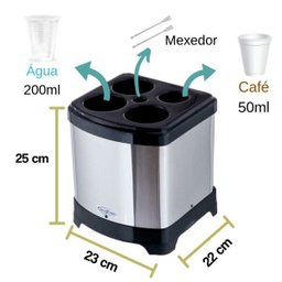 Lixeira Quadrada Inox Para Copos Descartáveis 25cm - 2