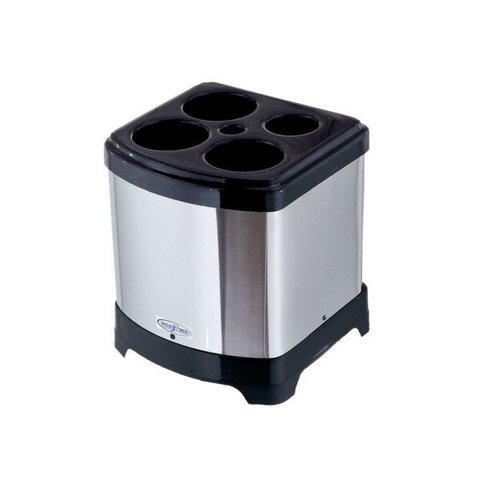 Lixeira Quadrada Inox Para Copos Descartáveis 25cm