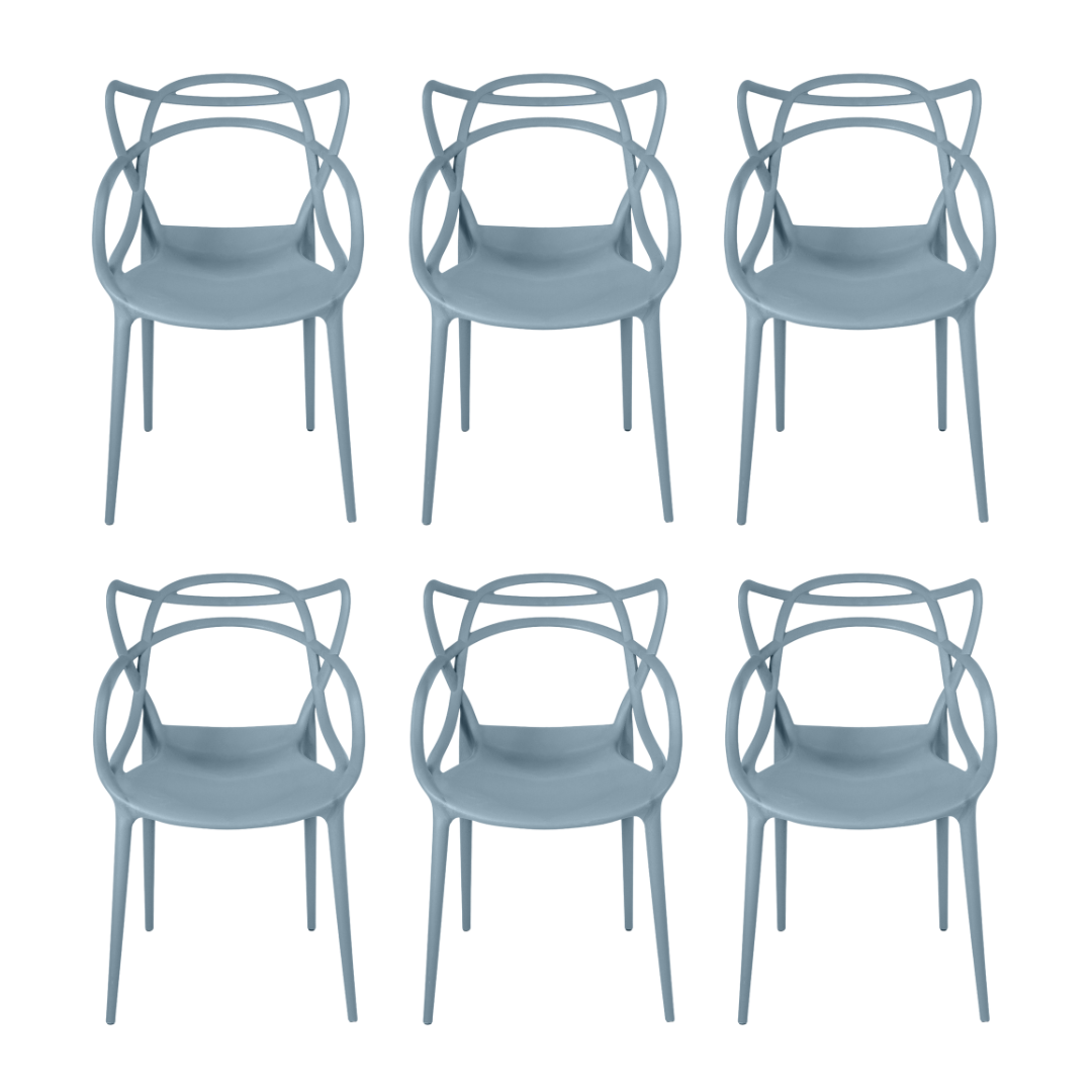 Cadeira Allegra Cinza - Kit com 6
