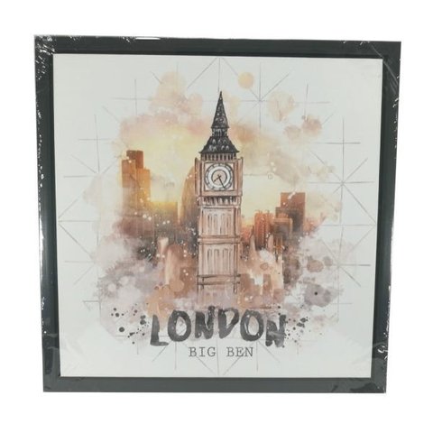 Quadro em canvas preto London - Big Ben 40x40 cm