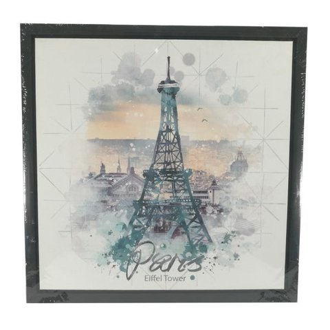 Quadro em canvas Preto Paris - Eiffel Tower 40x40 cm.