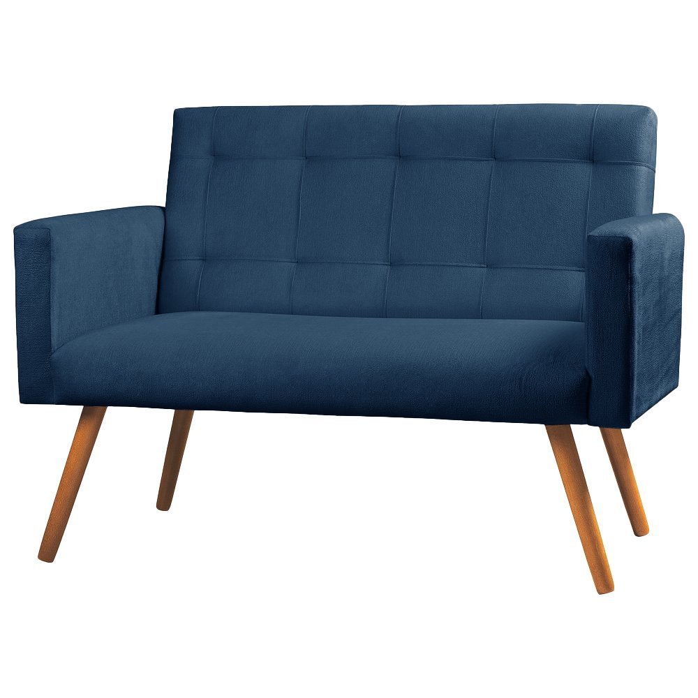 Sofá Namoradeira 2 Lugares Sabrina Veludo Azul MadeiraMadeira