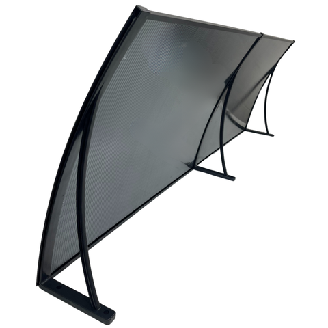 Toldo Policarbonato Preto Fumê 75 Cm X 1,5 Metro Kit Completo Proteção para Portas Janelas Compresso