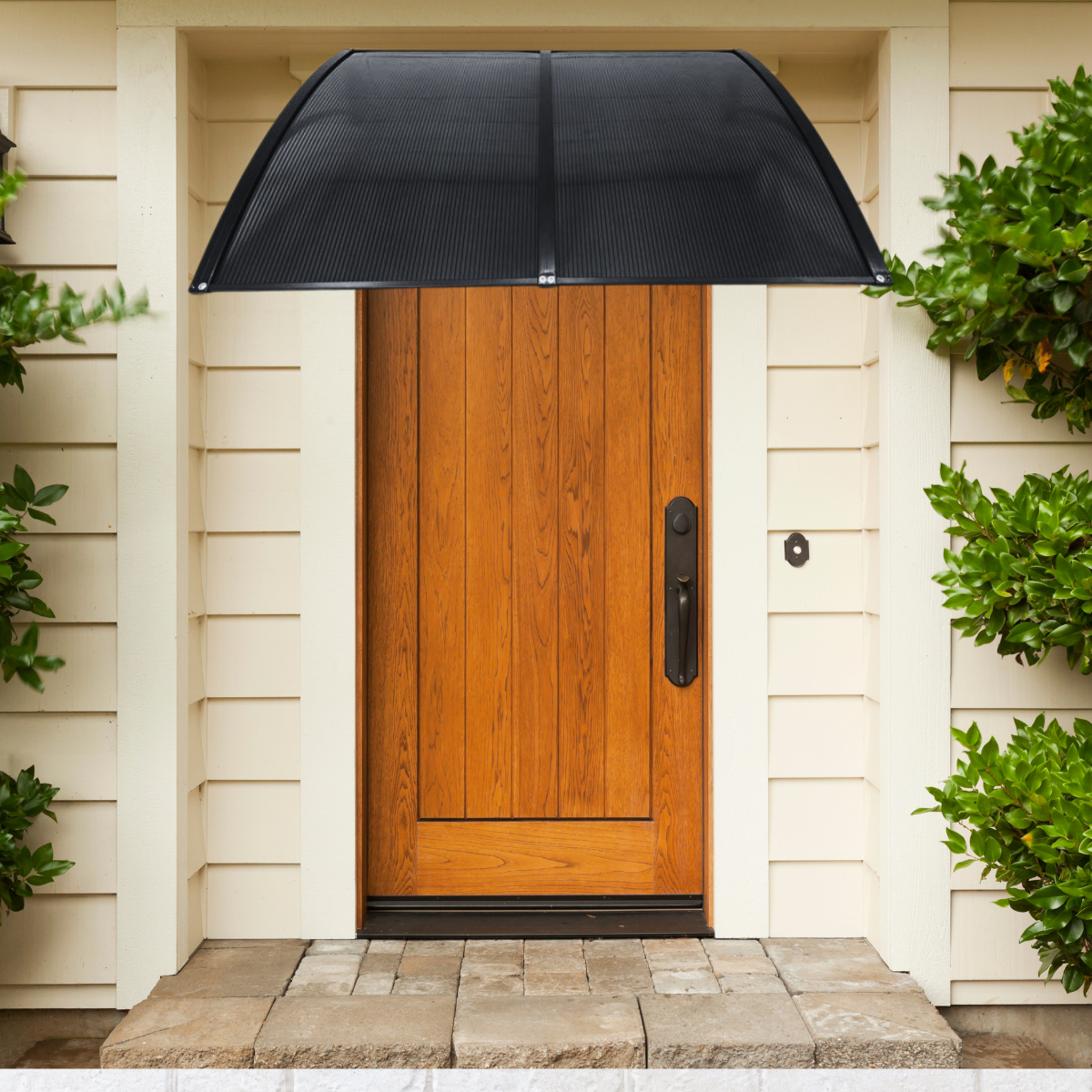 Toldo Policarbonato Preto Fumê 75 Cm X 1,5 Metro Kit Completo Proteção para Portas Janelas Compresso - 6