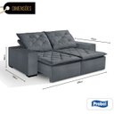 Ver imagem 2 de Sofá 2 Lugares Retrátil e Reclinável Suede Cinza - Probel - Optimus