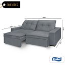 Ver imagem 2 de Sofá 2 Lugares Retrátil e Reclinável Suede Cinza - Probel - Porto Alegre