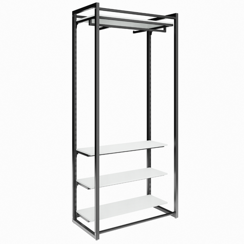 Conjunto Estante Com Prateleira De Cremalheira Central Com 4 prateleiras e 1 cabideiro 94 cm Comac -