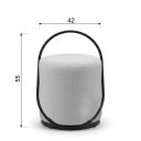 Ver imagem 3 de Puff Banqueta Decorativo com Base Preta e Tecido em Linho Cinza - Cinza/Preto