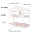 Ver imagem 4 de Beliche Infantil Montessori Casinha Dos Sonhos Madeira Maciça Branco/Rosa Megamobilia