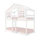 Ver imagem 1 de Beliche Infantil Montessori Casinha Dos Sonhos Madeira Maciça Branco/Rosa Megamobilia