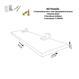 Prateleira Simples Branca 90x15 Cm com Suporte em Mdf - 2
