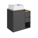 Ver imagem 5 de Gabinete para Banheiro Suspenso com Cuba 60cm 1 Porta 2 Gavetas Bahamas Grafite - Art In Móveis