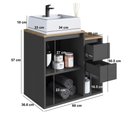 Ver imagem 6 de Gabinete para Banheiro Suspenso com Cuba 60cm 1 Porta 2 Gavetas Bahamas Grafite - Art In Móveis