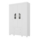 Ver imagem 2 de Guarda-roupa Infantil 122cm com Vidro 4 Portas e 2 Gavetas Nina Multimóveis Mp4504 Branco