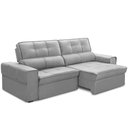Ver imagem 1 de Sofá Retrátil Reclinável para Sala 3 Lugares 250cm Samir F04 Veludo Cinza Claro - Lyam Decor