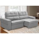 Ver imagem 2 de Sofá Retrátil Reclinável para Sala 3 Lugares 250cm Samir F04 Veludo Cinza Claro - Lyam Decor