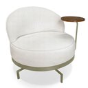 Ver imagem 3 de Kit 2 Poltronas Decorativa Andromeda Linho Bouclê Base Giratória de Ferro - Pallazio Bege Pérola