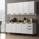 Ver imagem 1 de Cozinha Compacta 3 Gavetas com Tampo 100% Mdf Branco 6 Peças Cz3300
