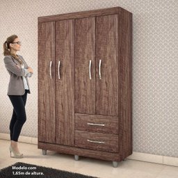 Guarda-Roupa Solteiro 4 Portas 2 Gavetas Paris Chf - 5