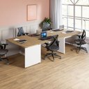 Ver imagem 1 de Espaço de Trabalho Individual 1,4m P/ 5 Pessoas Pé Painel F5 Cor:macadâmia com Branco