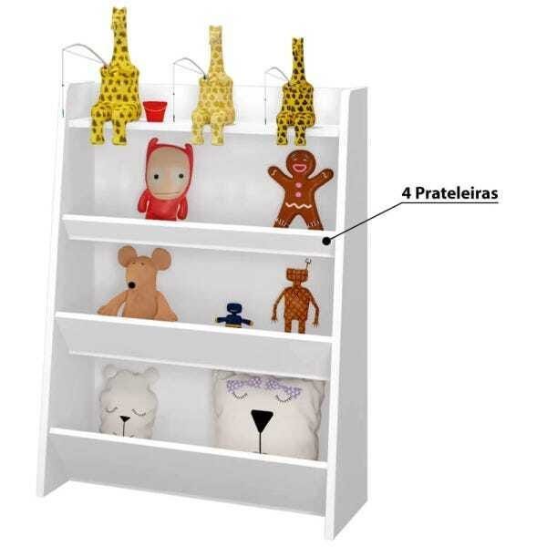 Estante Infantil Porta Brinquedos Teco 4 Prateleiras - Branco - 3