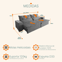 Ver imagem 3 de Sofá Retrátil e Reclinável 2,50m 4 Lugares Suede Lisboa Cinza