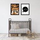 Ver imagem 1 de Kit 2 Quadros Infantis Laranja e Preto - Safari 45x34cm:moldura Preta